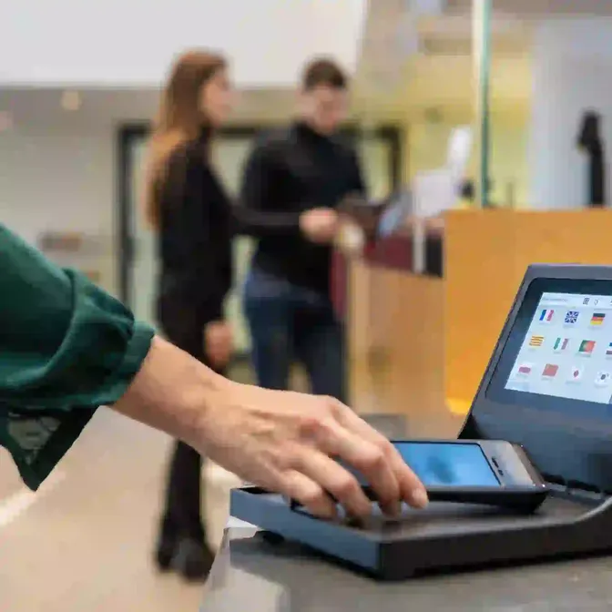 Medewerker geeft een audioguide uit met de Orpheo M-Box