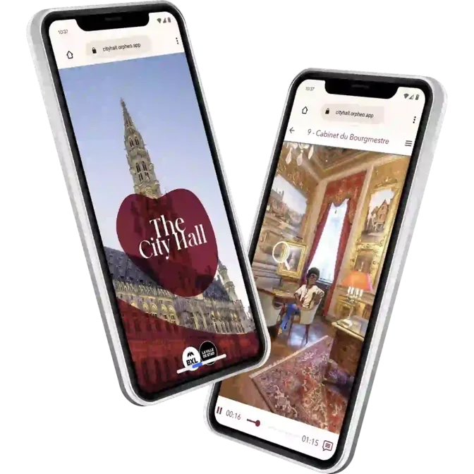 De app van het stadhuis van Brussel op twee smartphones
