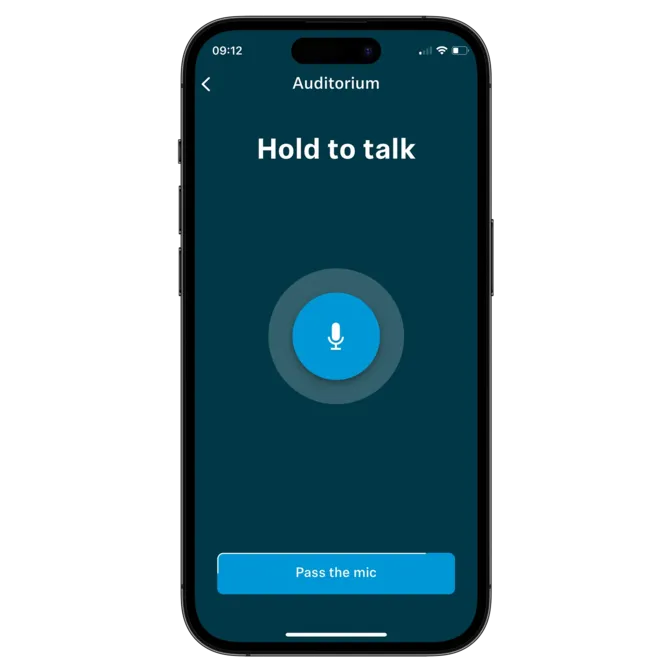 MobileConnect-app met de knop Hold to talk