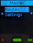 Master-menu op de audioguide met de opties Routes en Settings